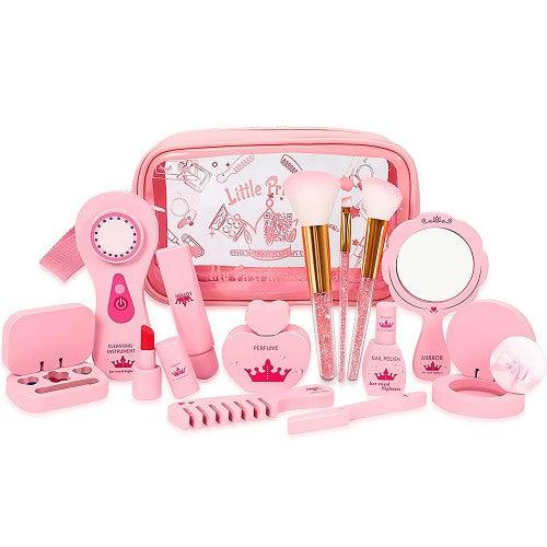 15PC Children Kids Princess Wooden Makeup Kit Pretend Play Roleplaying Set with Carry Bag - Toytexx 15PC Children Kids Princess Wooden Makeup Kit Pretend Play Roleplaying Set with Carry Bag - Toytexx